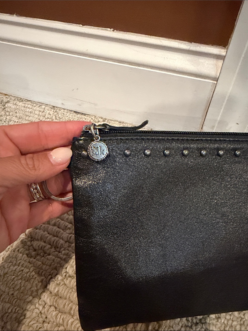 The Sak Black Stud-Trim Leather Wristlet Clutch - Picture 2 of 6